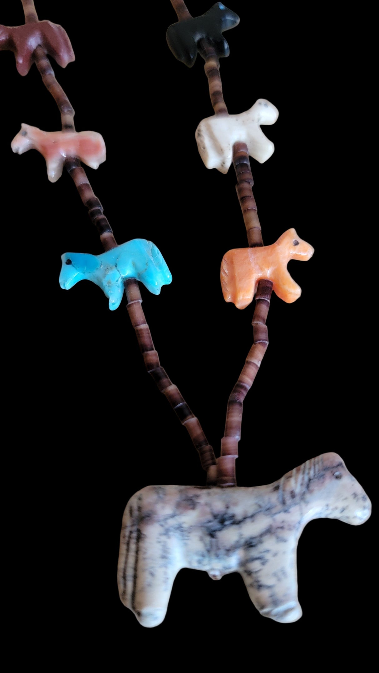 Single Strand 15 Total Navajo Horses Zuni Fetish Necklace Indian Jewelry