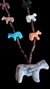 Single Strand 15 Total Navajo Horses Zuni Fetish Necklace Indian Jewelry