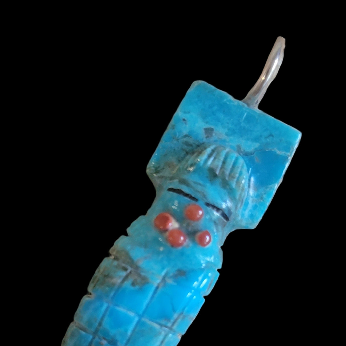 Turquoise Zuni Corn Maiden Pendant w/Tablita Indian Jewelry