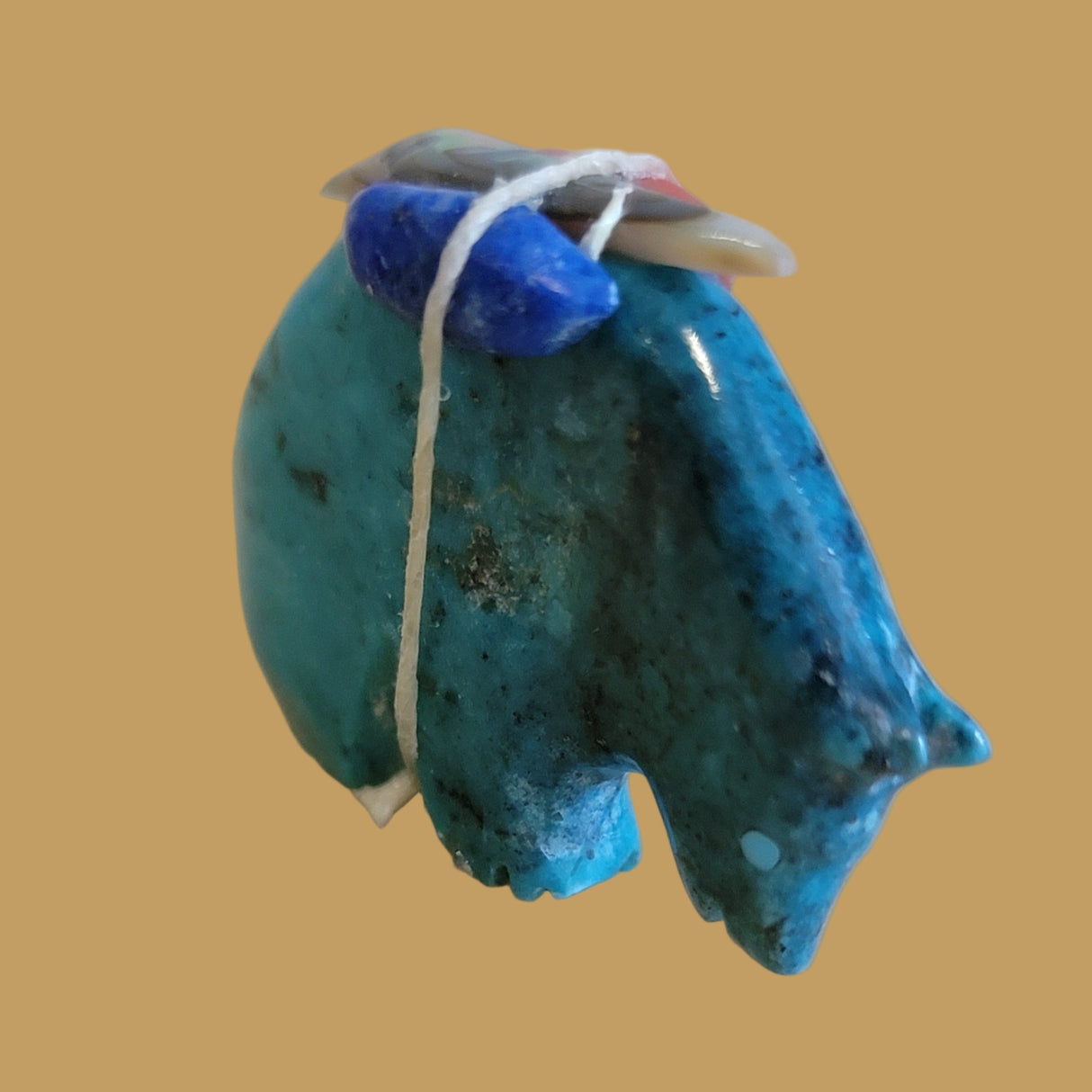 Turquoise Medicine Bear w/Pack Zuni Fetish