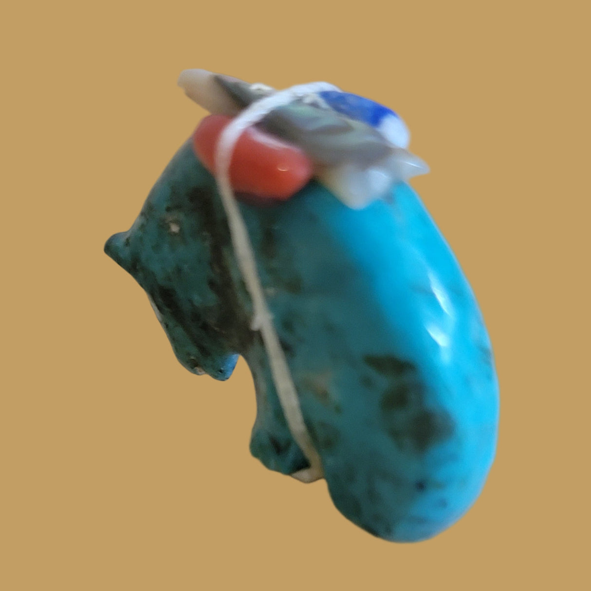 Turquoise Medicine Bear w/Pack Zuni Fetish