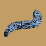 Etched and Inlaid Black Marble Snake Zuni Fetish