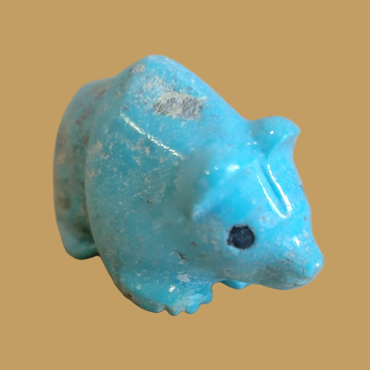 Natural Fox Turquoise Navajo Grizzly Bear Cub Zuni Fetish