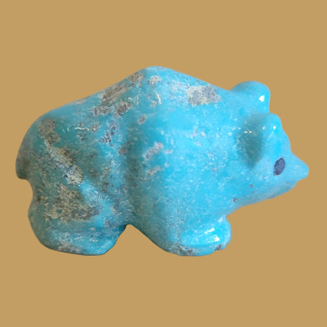 Natural Fox Turquoise Navajo Grizzly Bear Cub Zuni Fetish