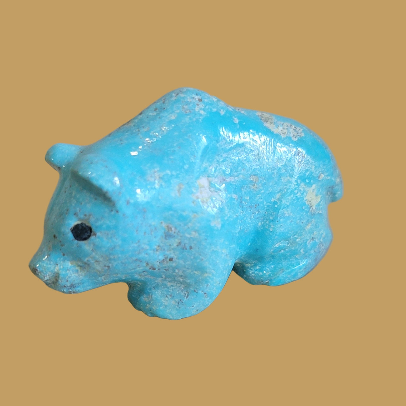 Natural Fox Turquoise Navajo Grizzly Bear Cub Zuni Fetish