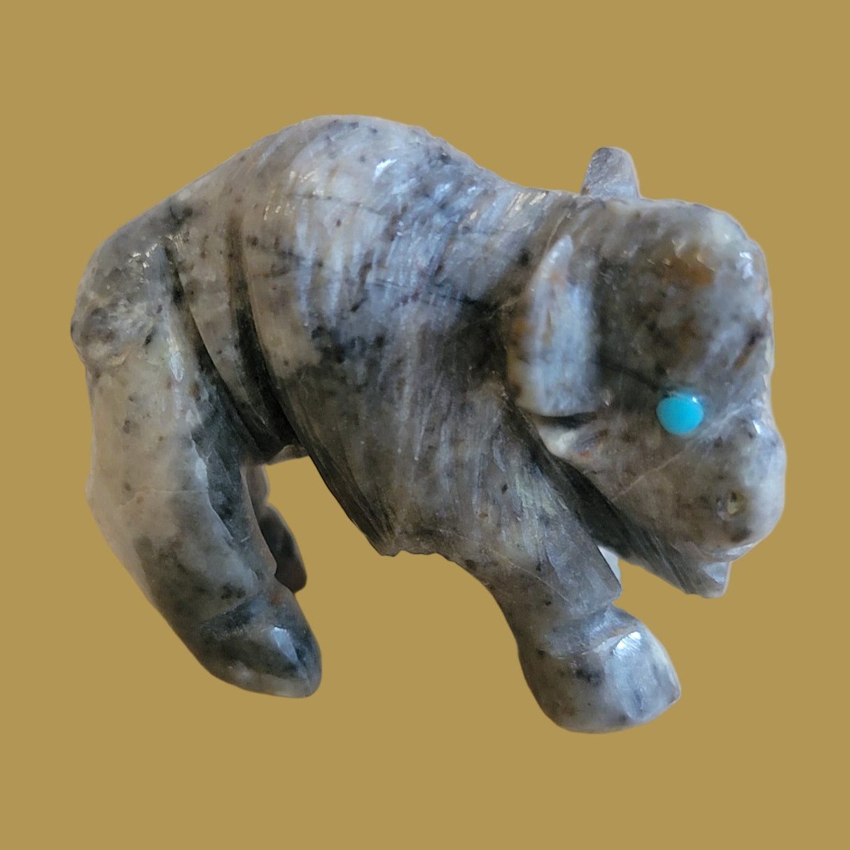 Small and Detailed Picasso Marble Bison/Buffalo Zuni Fetish