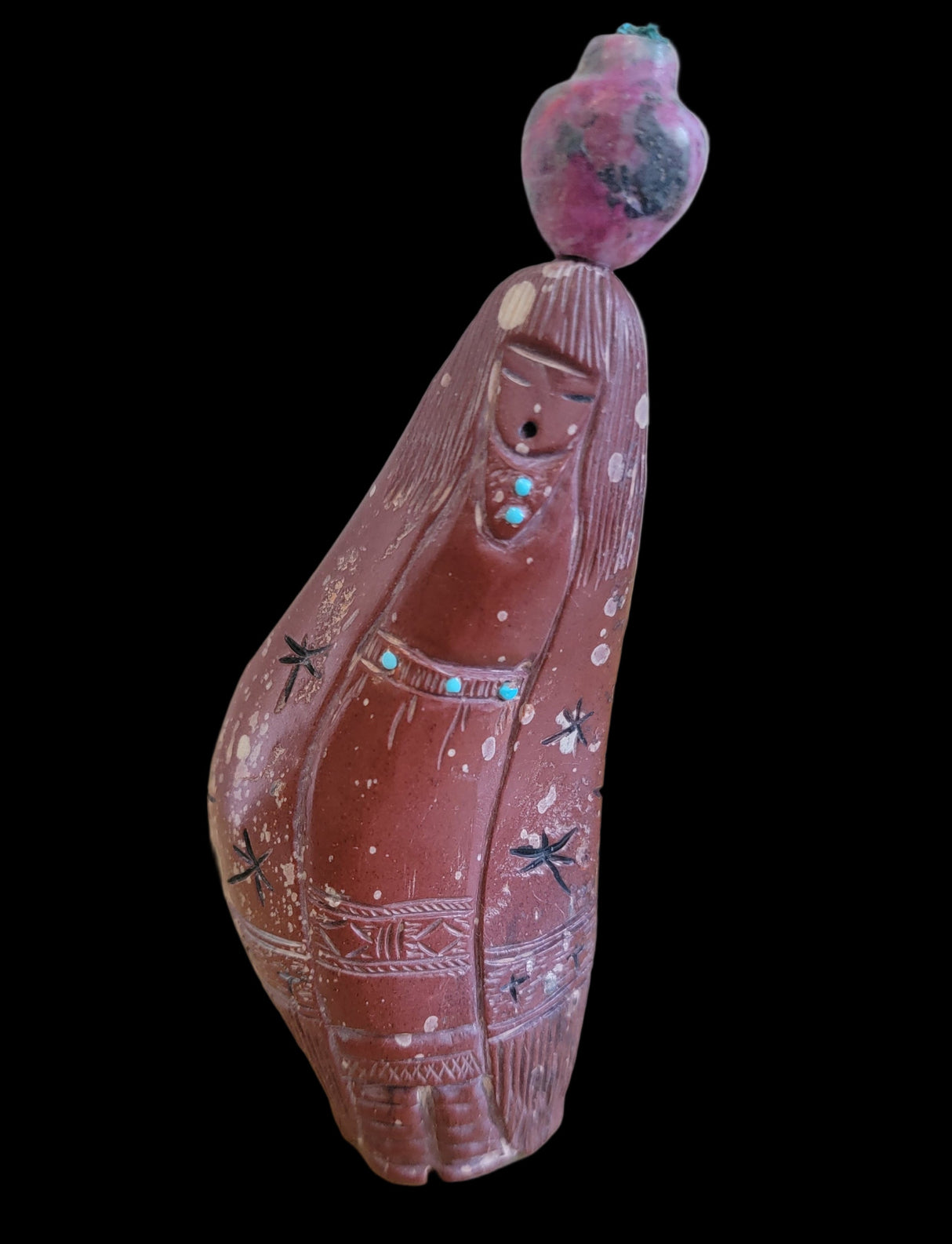 Tall Pipestone Double Sided Olla Zuni Maiden/Corn Maiden Zuni Fetish