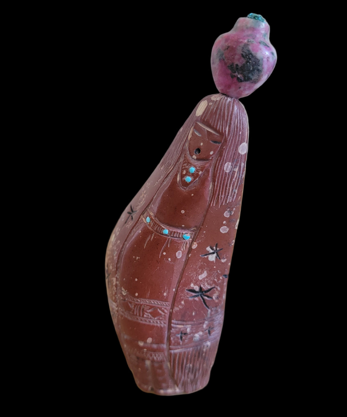 Tall Pipestone Double Sided Olla Zuni Maiden/Corn Maiden Zuni Fetish