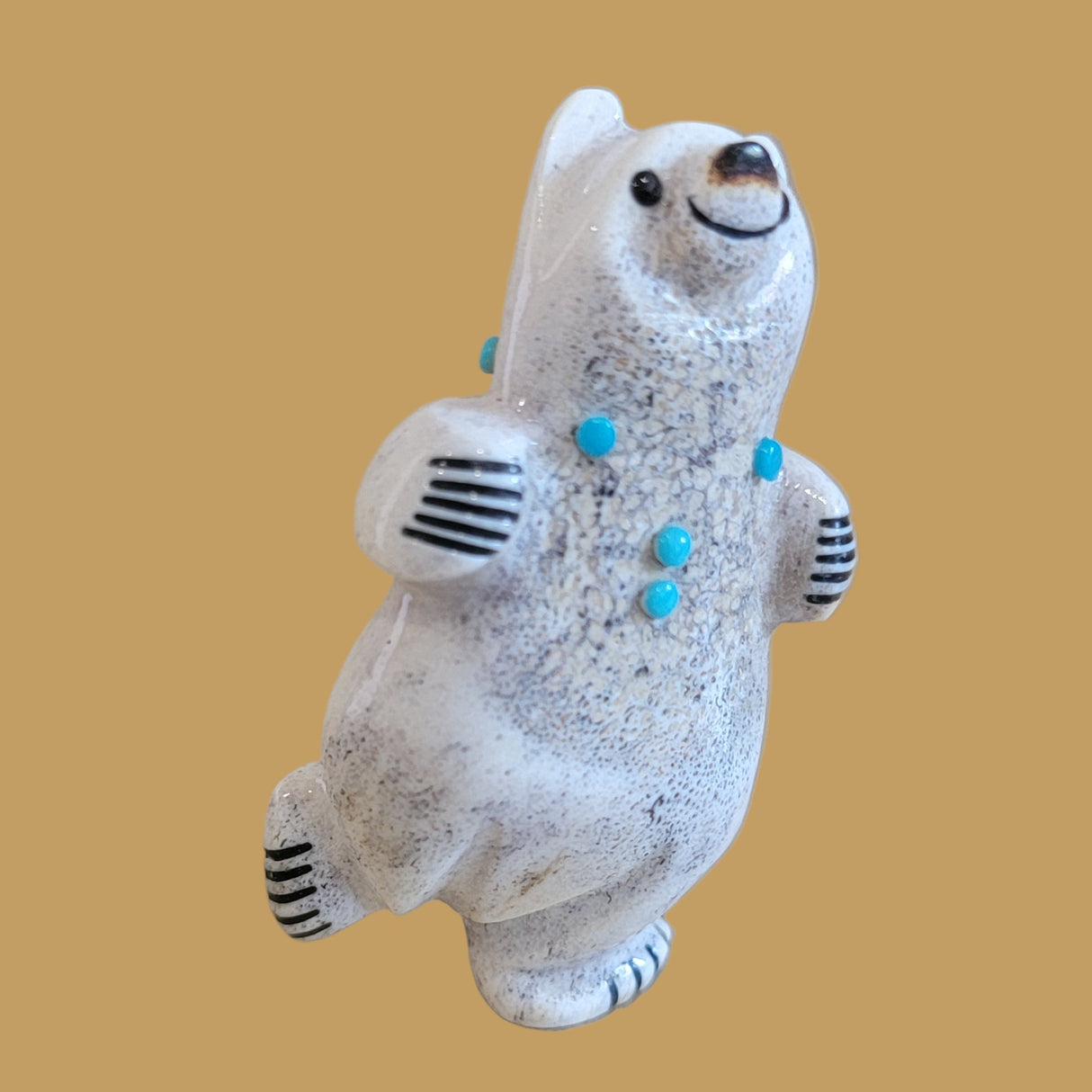 Happy and Hopping Antler Zuni Fetish Bear