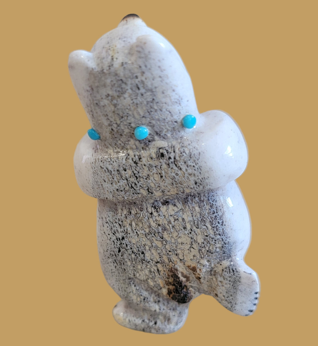 Happy and Hopping Antler Zuni Fetish Bear