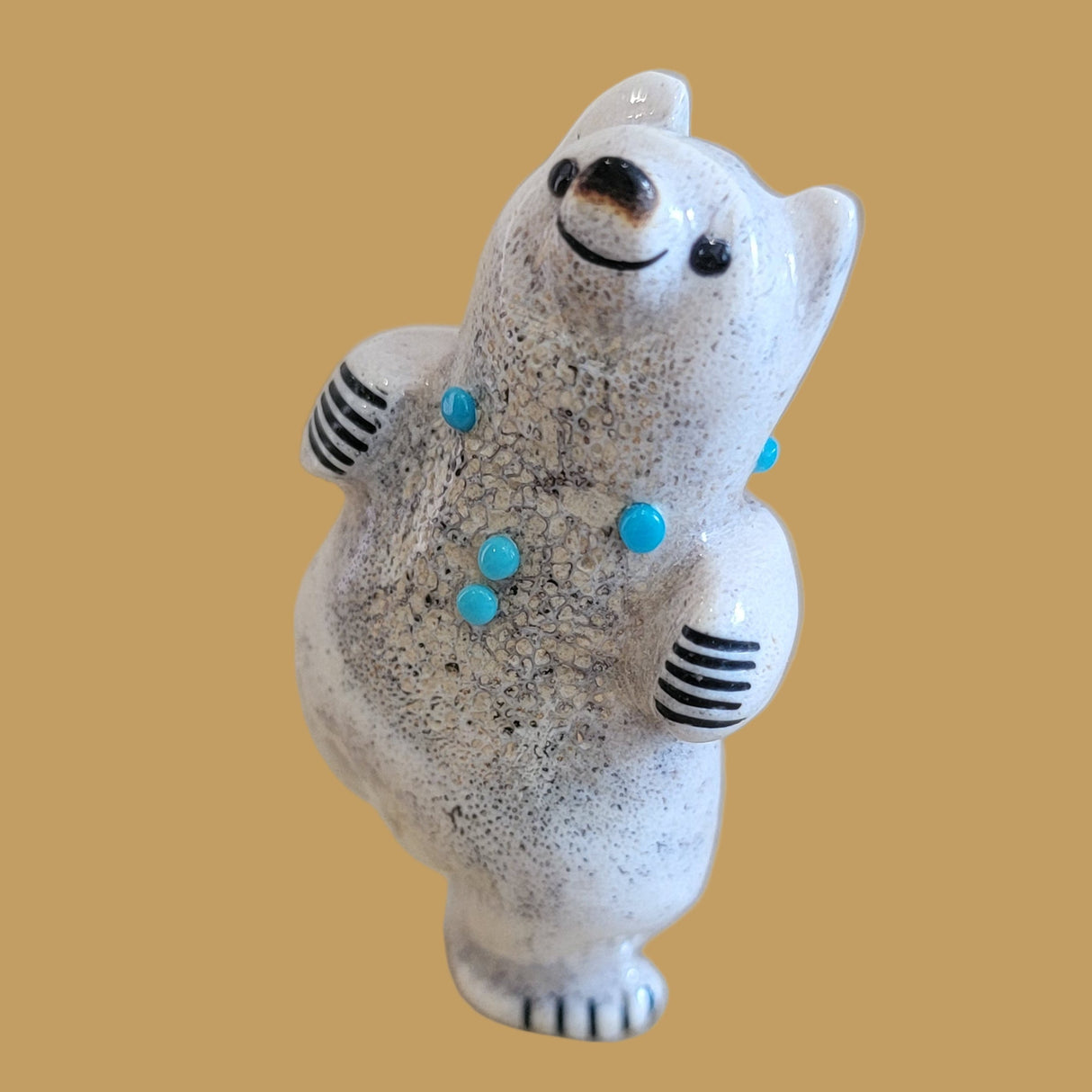 Happy and Hopping Antler Zuni Fetish Bear