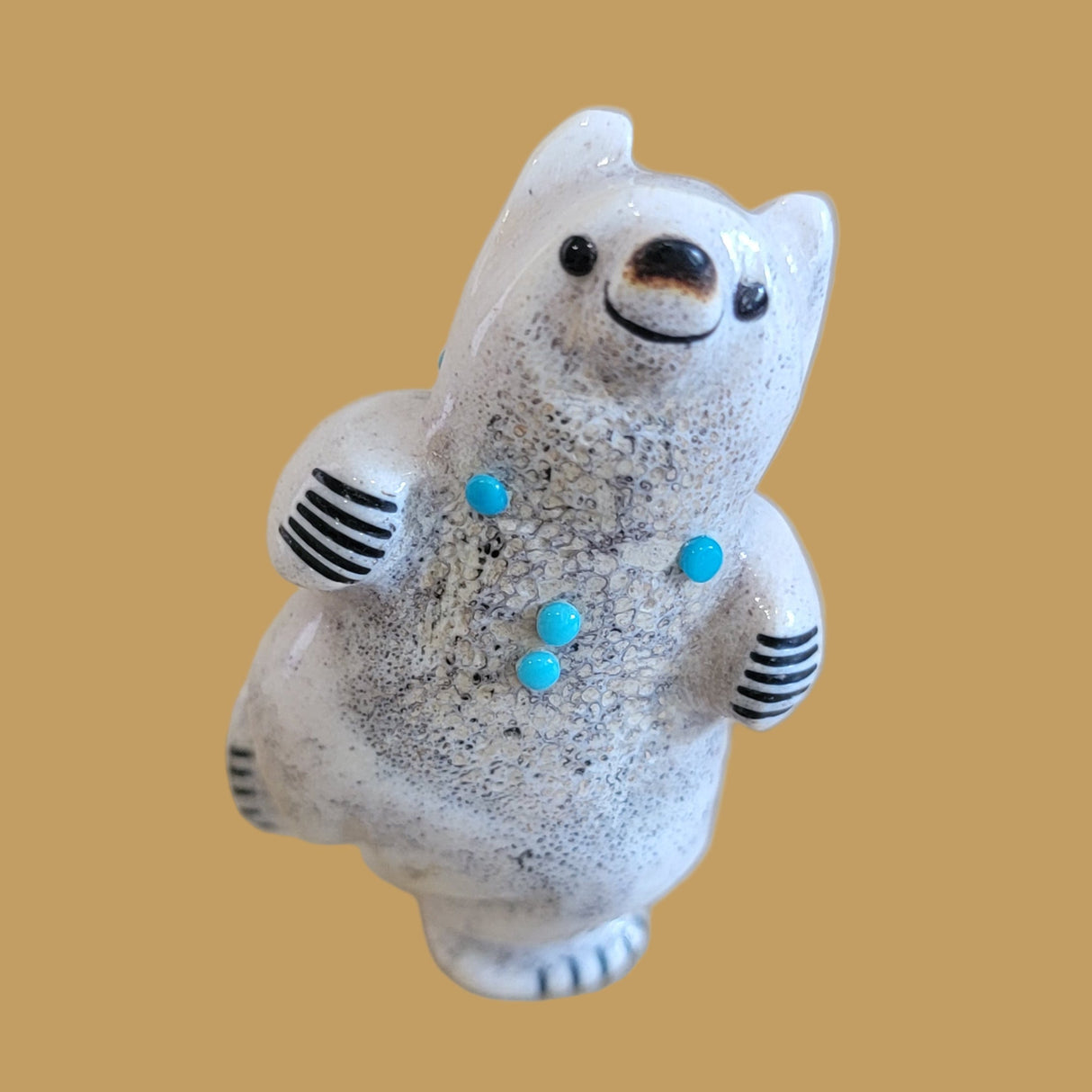 Happy and Hopping Antler Zuni Fetish Bear