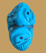 Turquoise Nugget Double Maidens Face Pocket Zuni Fetish