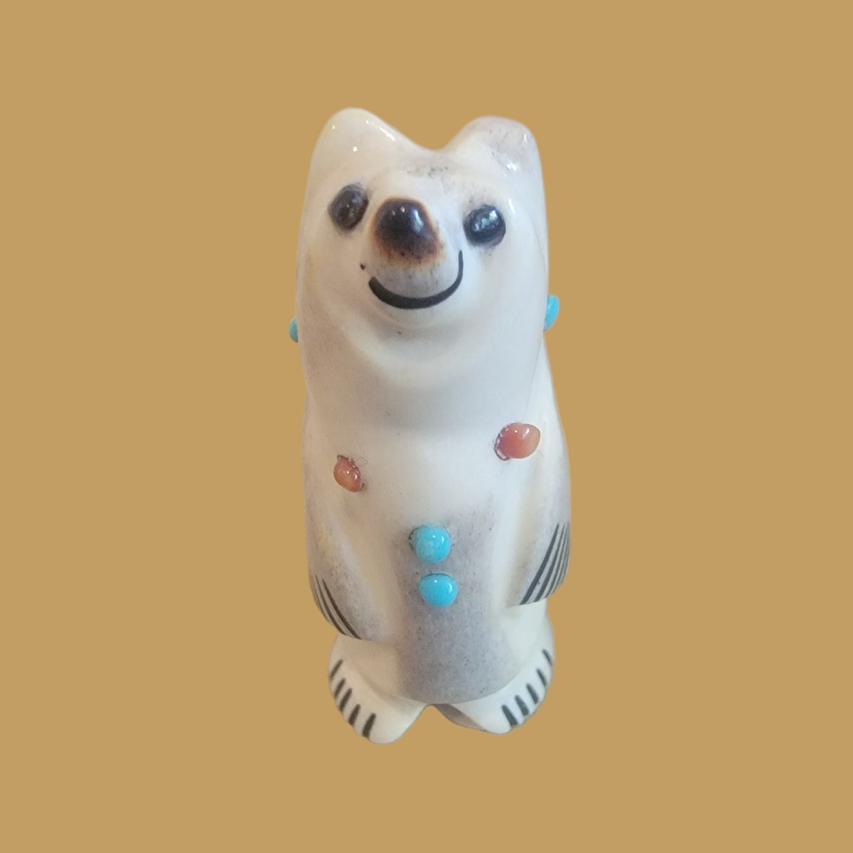 Happy and Smiling Antler Bear Zuni Fetish