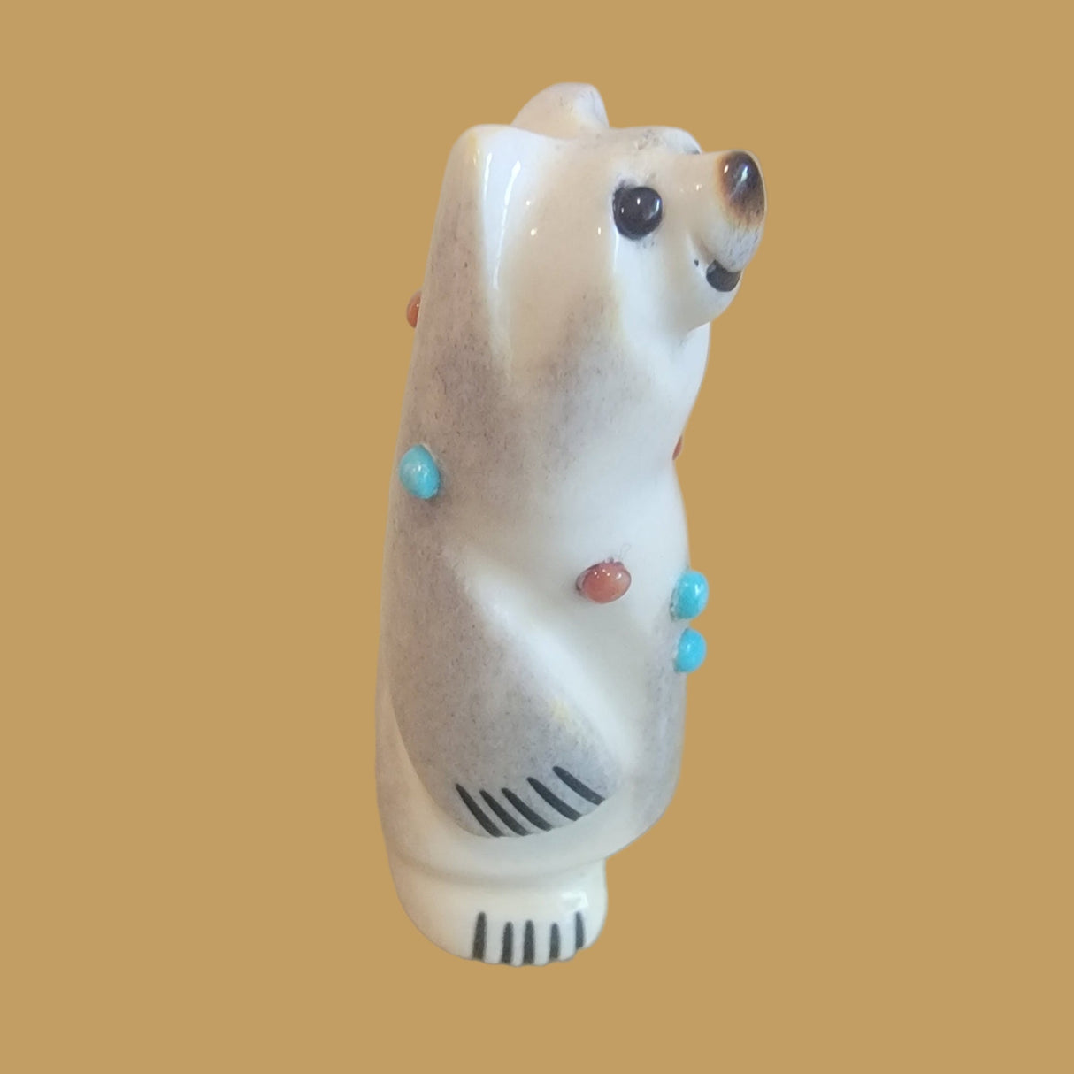 Happy and Smiling Antler Bear Zuni Fetish