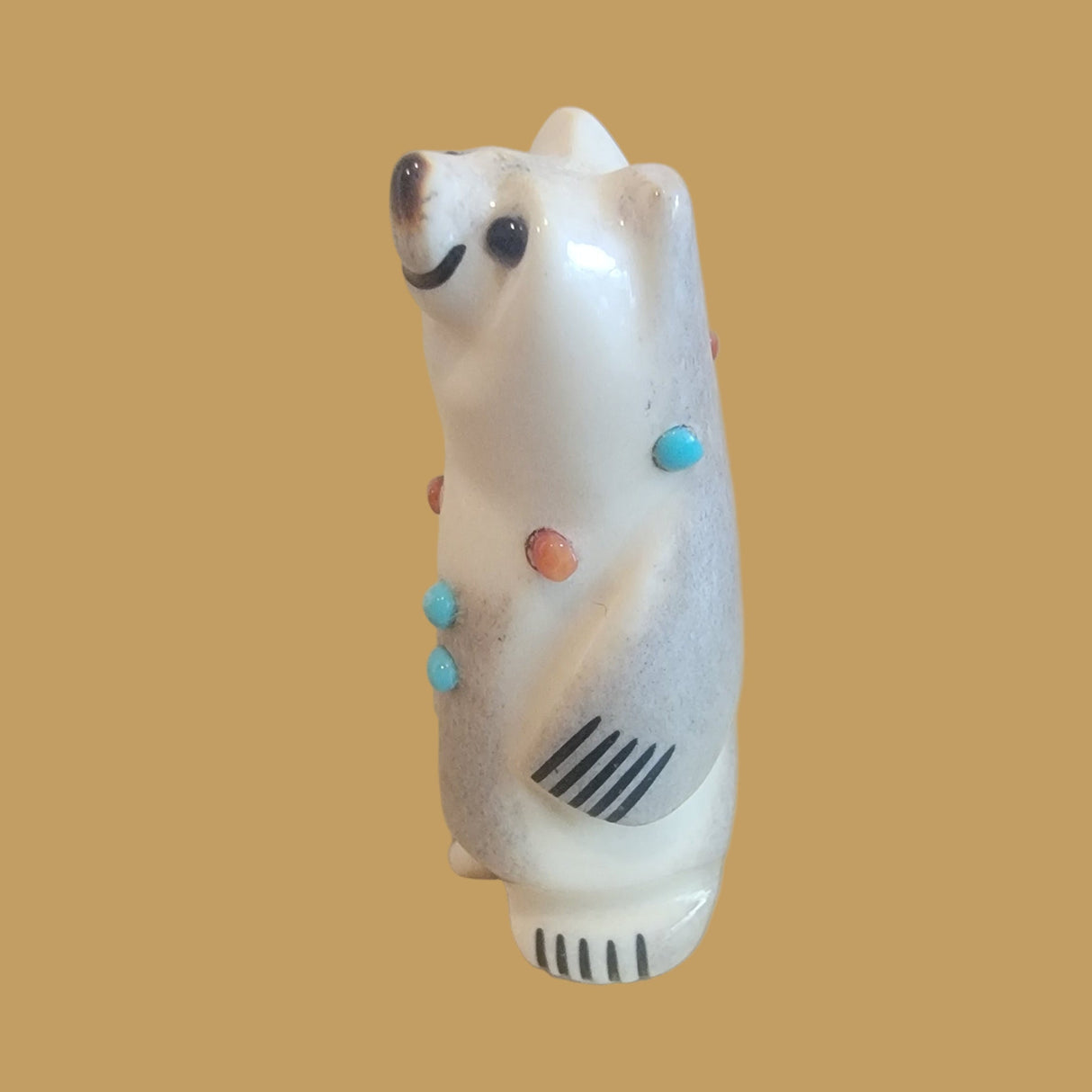 Happy and Smiling Antler Bear Zuni Fetish