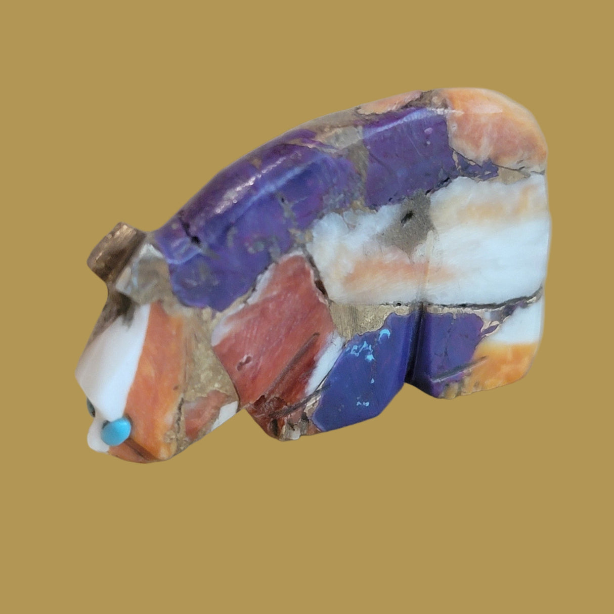 Colorful Composite Walking Bear Zuni Fetish