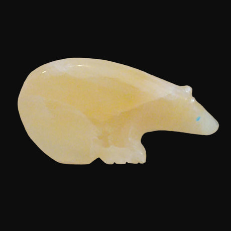 Calcite Long Neck Fancy Inlaid Zuni Fetish Bear