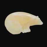 Calcite Long Neck Fancy Inlaid Zuni Fetish Bear