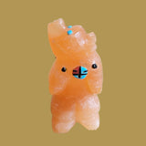 Peach Alabaster Bear w/Zuni Sun Necklace Zuni Fetish