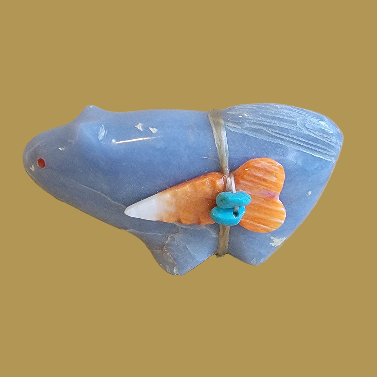 Angelite Mountain Lion w/Side Offering Zuni Fetish