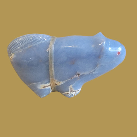 Angelite Mountain Lion w/Side Offering Zuni Fetish