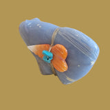 Angelite Mountain Lion w/Side Offering Zuni Fetish