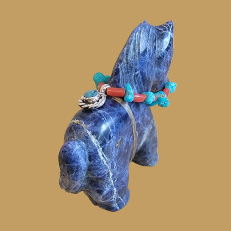 Fancy Sodalite Pony/Horse w/ Sterling Jewelry and Amazing Bridle Zuni Fetish