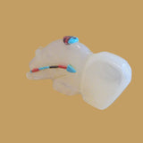 Mother of Pearl/ Gold Lip Grizzly Bear w/Heartline and Zuni Sun Zuni Fetish