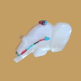 Mother of Pearl/ Gold Lip Grizzly Bear w/Heartline and Zuni Sun Zuni Fetish