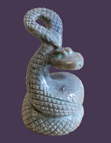 Striking Coiled Picasso Marble Rattlesnake Zuni Fetish