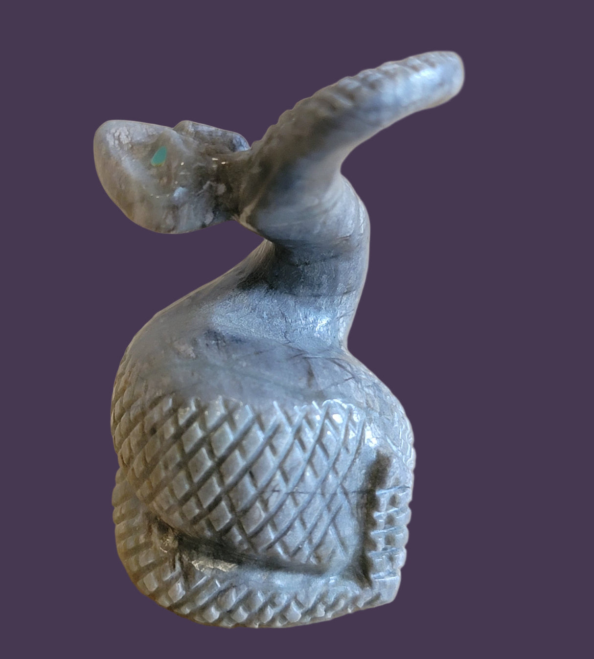 Striking Coiled Picasso Marble Rattlesnake Zuni Fetish