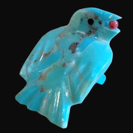 Turquoise Raven w/a Halloween Treat Zuni Fetish