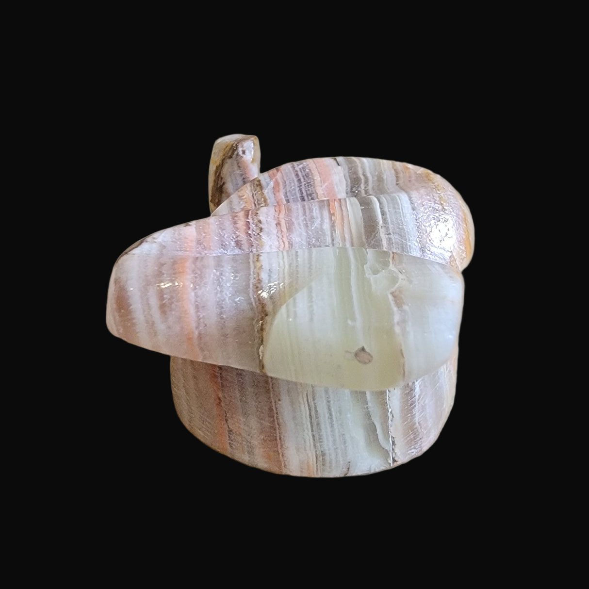 Coiled and Striking Onyx Snake Zuni Fetish