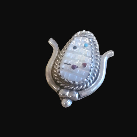 Mother of Pearl Indian Corn w/ Sterling Zuni Pendant Indian Jewelry