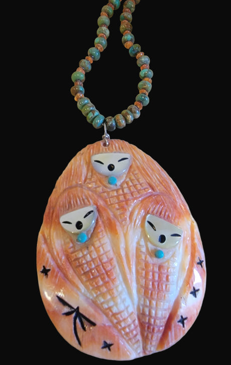 Absolutely Elegant Zuni Triple Corn Maiden Necklace
