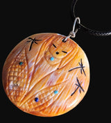 Spiny Oyster Shell Double Sided Corn Maiden Medallion Style Zuni Necklace Indian Jewelry