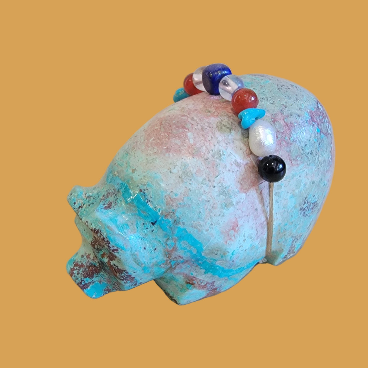 Chrysocolla Bear w/ Fancy Bundle Wrap Zuni Fetish