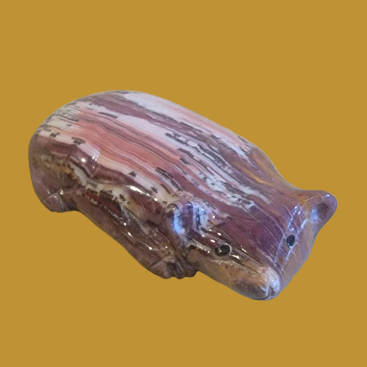 Beautiful Onyx Autumn Badger Zuni Fetish