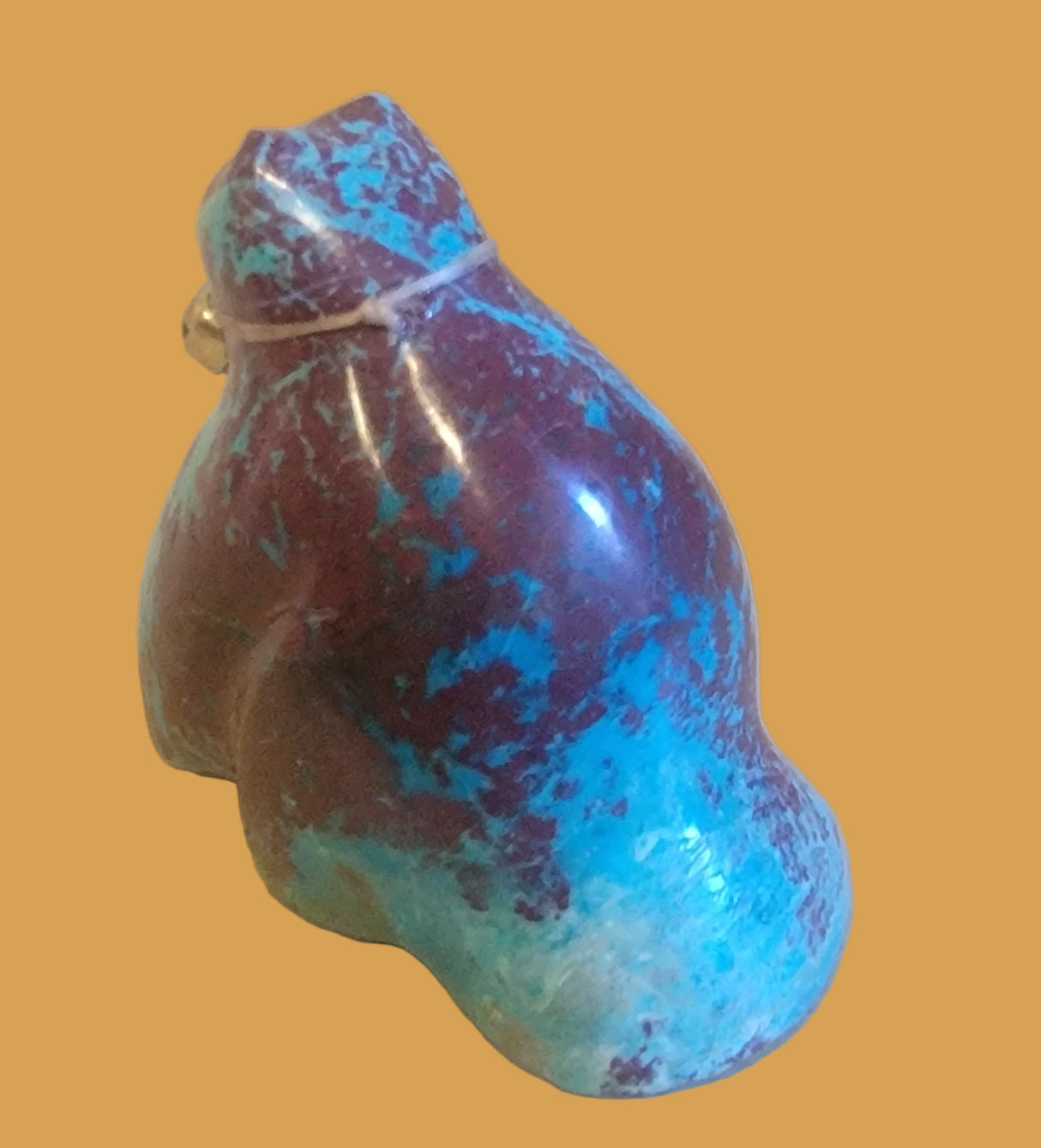 Chrysocolla Kitty Cat w/ Bell Collar Zuni Fetish