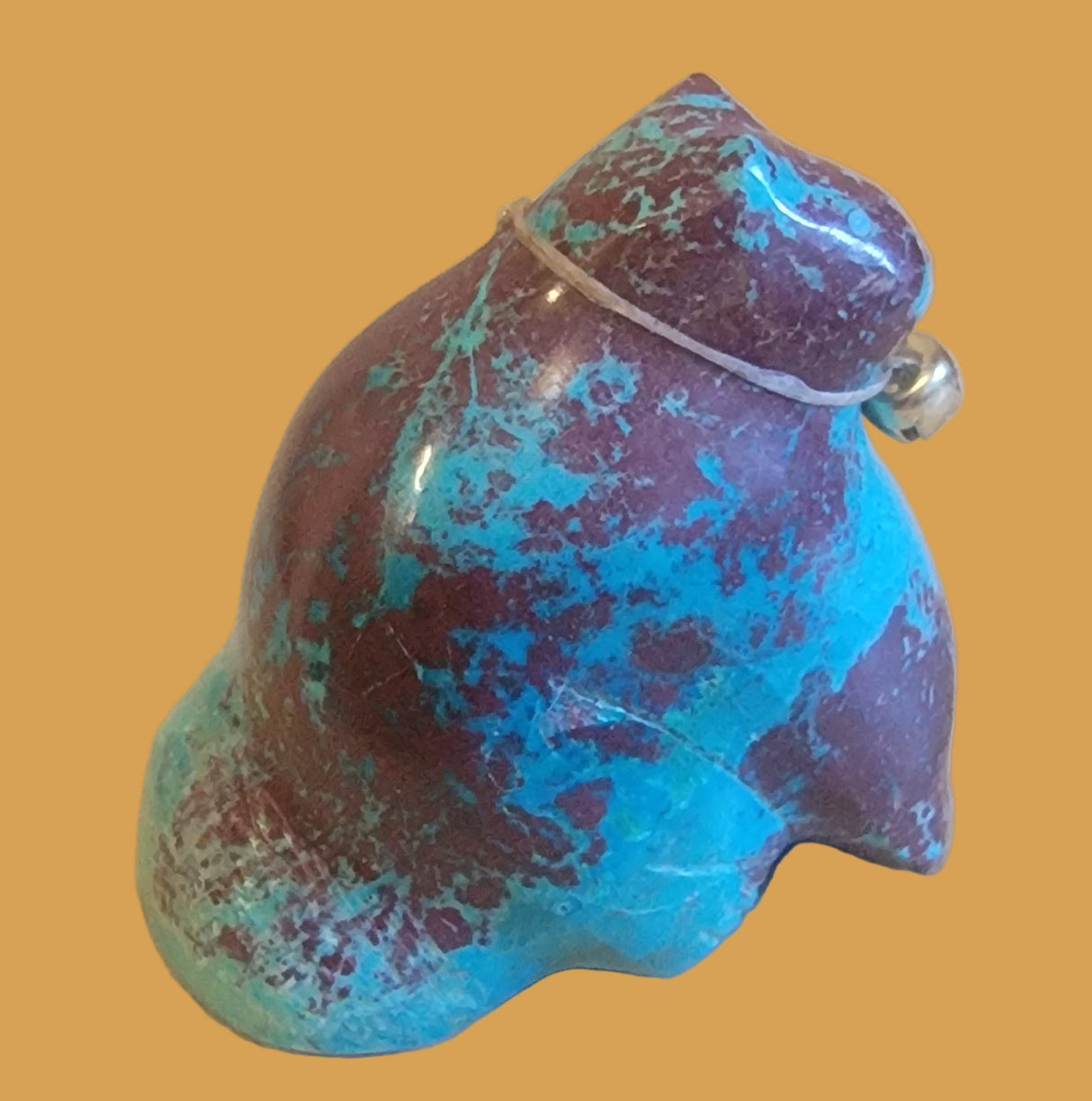 Chrysocolla Kitty Cat w/ Bell Collar Zuni Fetish