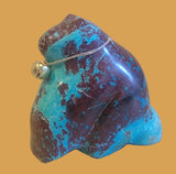 Chrysocolla Kitty Cat w/ Bell Collar Zuni Fetish