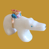 White Marble Bear w/ Mini Bears Pack and Colorful Heartline Zuni Fetish