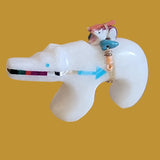 White Marble Bear w/ Mini Bears Pack and Colorful Heartline Zuni Fetish