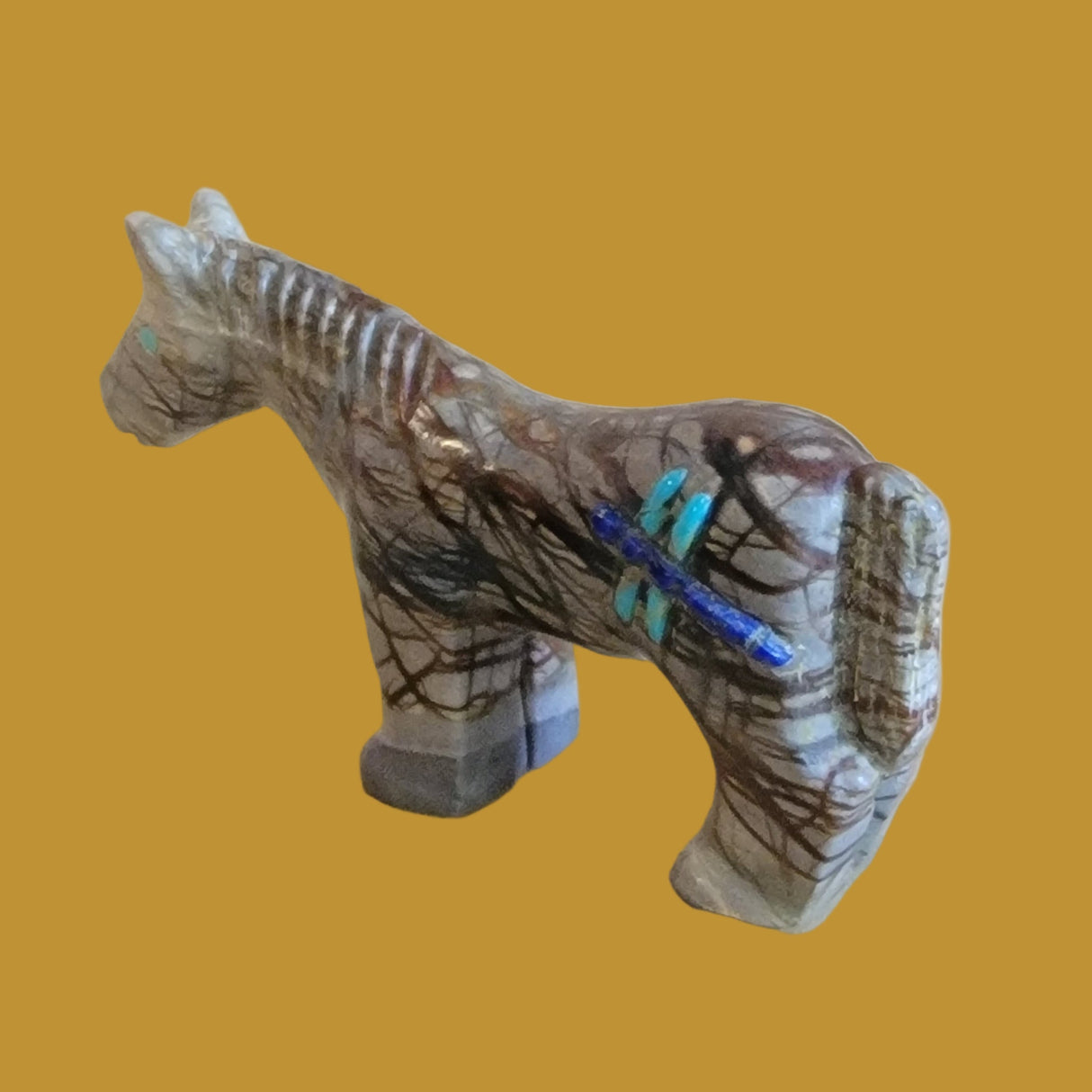 Picasso Marble Horse w/Dragonfly on Rump Zuni Fetish