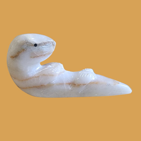 Alabaster Otter Zuni Fetish