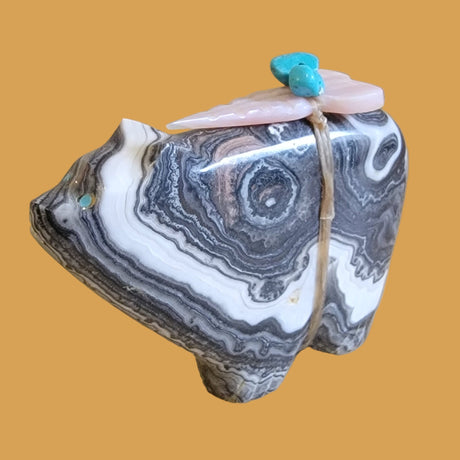 Marbled Onyx Powerful Bear Zuni Fetish
