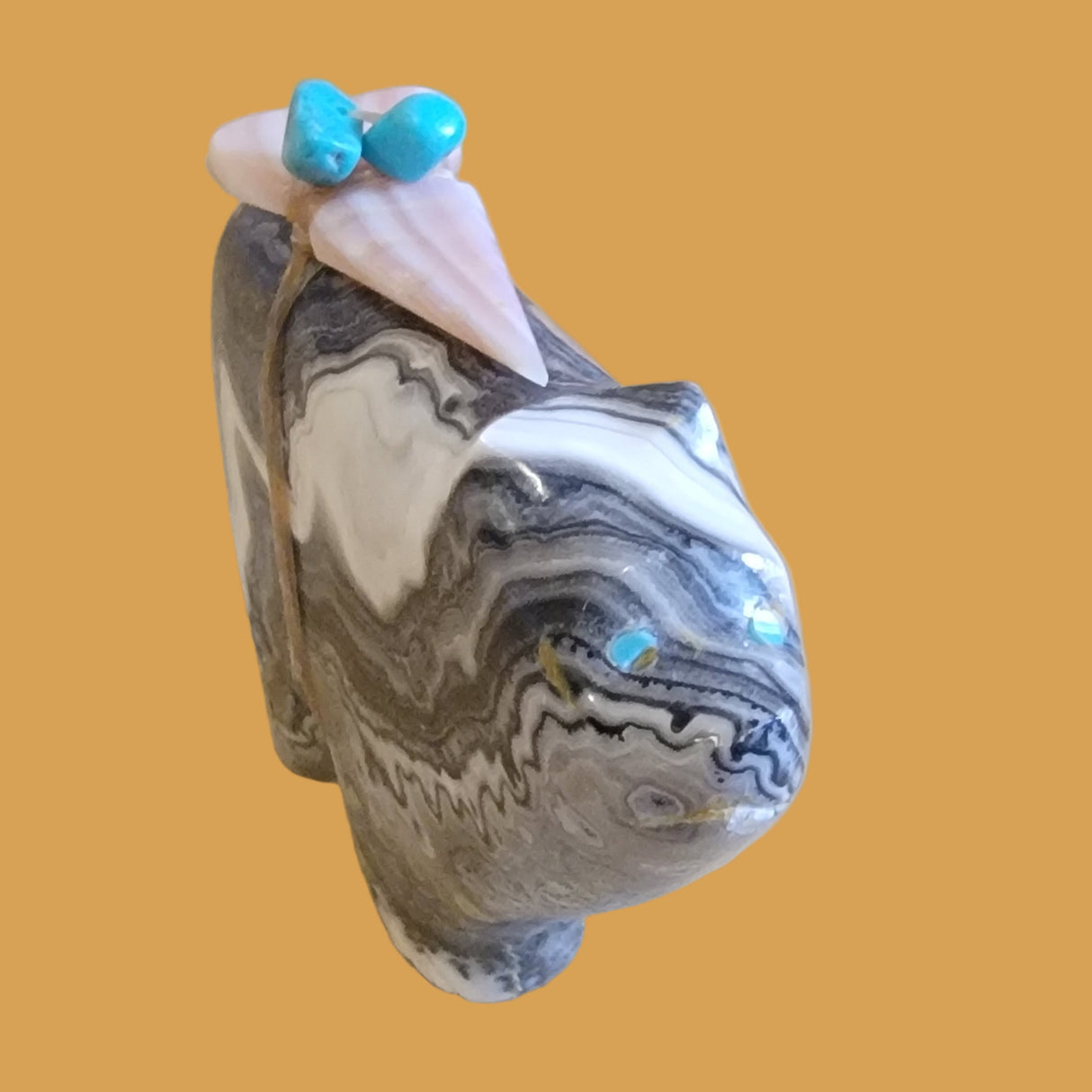 Marbled Onyx Powerful Bear Zuni Fetish