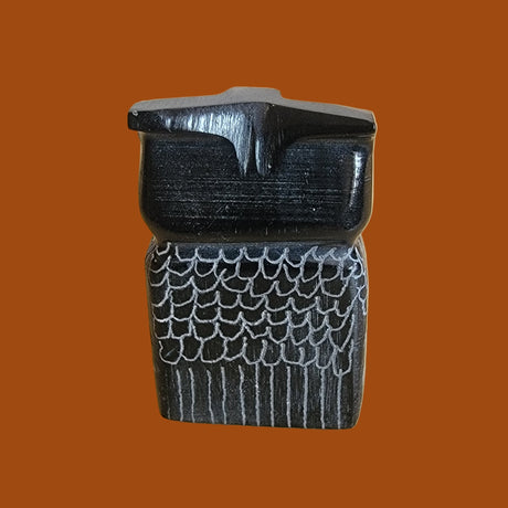 Black Marble Owl Rules the Night Zuni Fetish