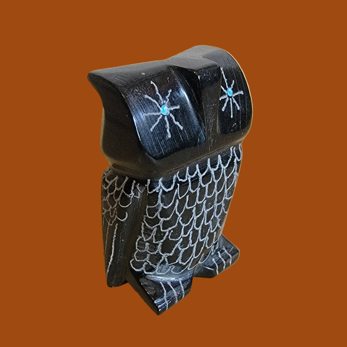 Black Marble Owl Rules the Night Zuni Fetish